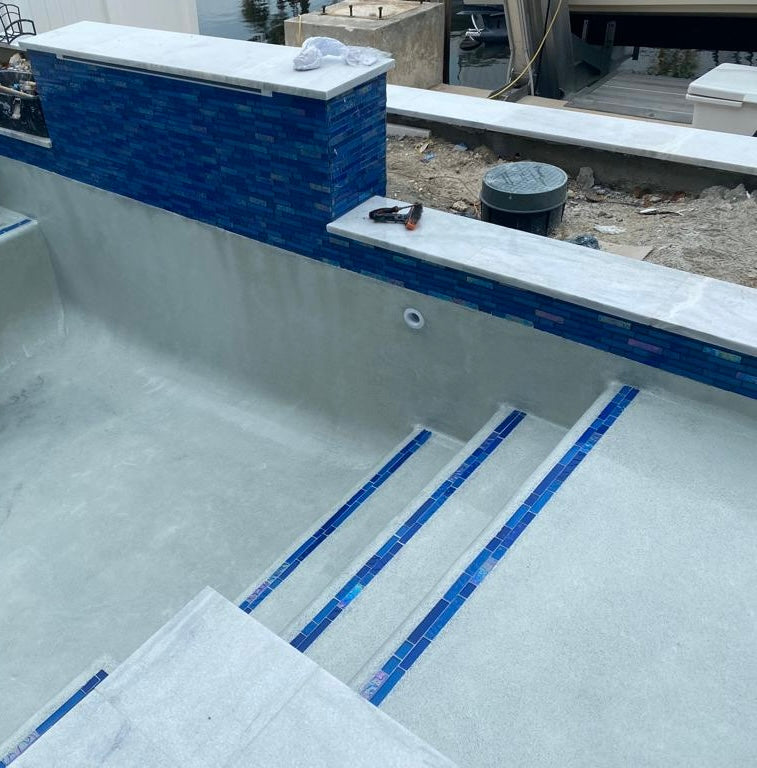 Bahamas Dark Blue Linear Iridescent Glass Tile