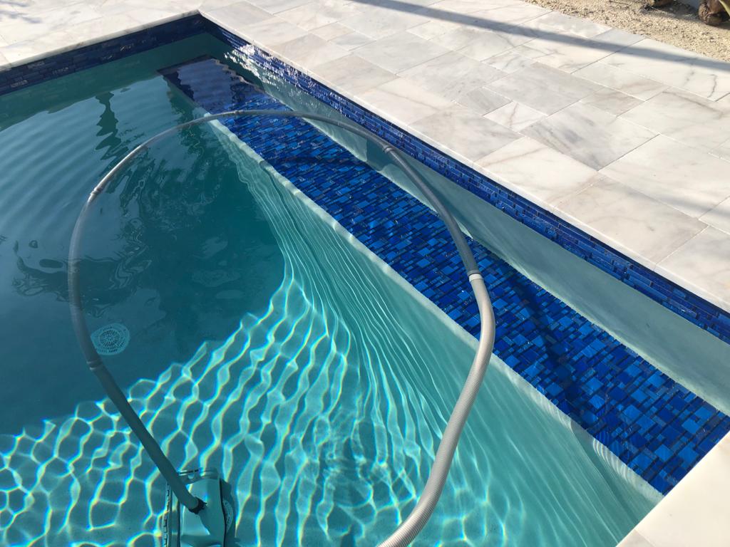 Bahamas Dark Blue Linear Iridescent Glass Tile