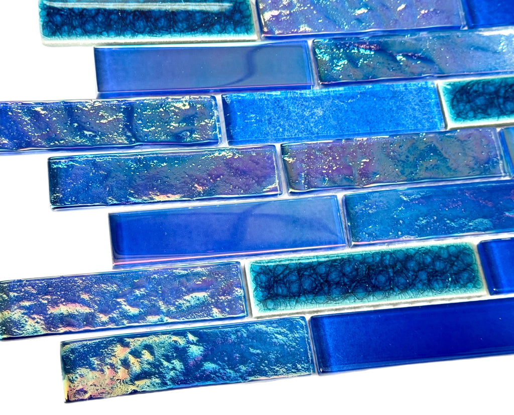 Emerald Blue Linear Glass Tile - photo 3