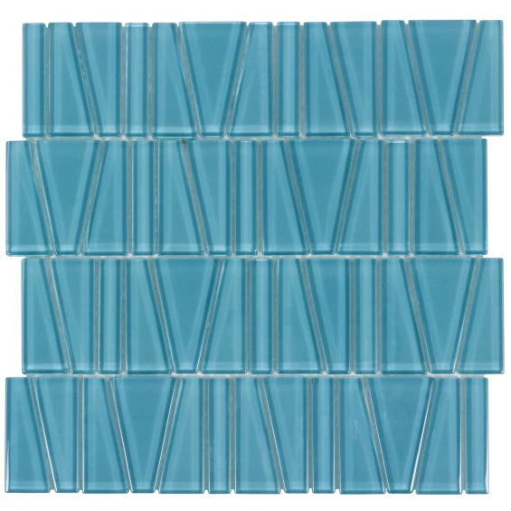 Fringe Aqua Sea Splash Iridescent Glass Tile