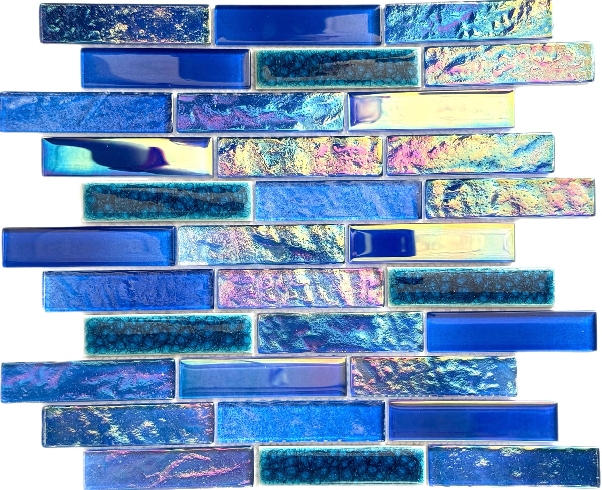 Emerald Blue Linear Glass Tile - photo 1
