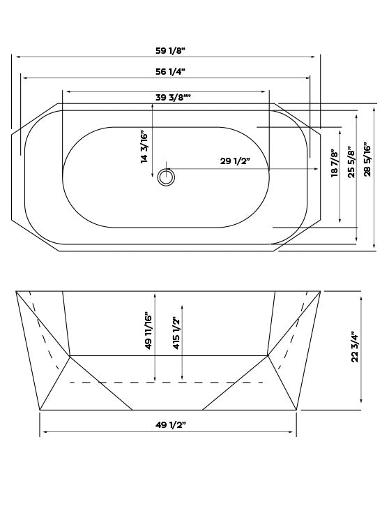 Diamond Bathtub 59 1/8"X 28 5/16"