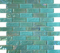 Azulejo de vidrio iridiscente Aguamarina del Pacífico 1"x3"