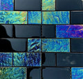 Neptune Black Iridescent Glass Tile 2"x4"
