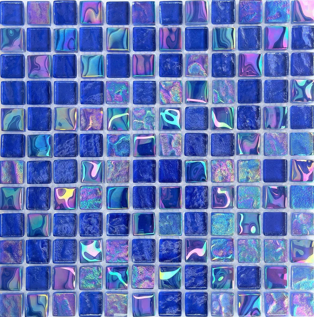 Neptune Cobalt Iridescent Glass Tile 1"x1"