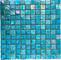 Azulejo de vidrio iridiscente Turquesa Neptuno de 1"x1"