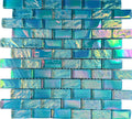 Azulejo de vidrio iridiscente Turquesa Neptuno 1"x2"