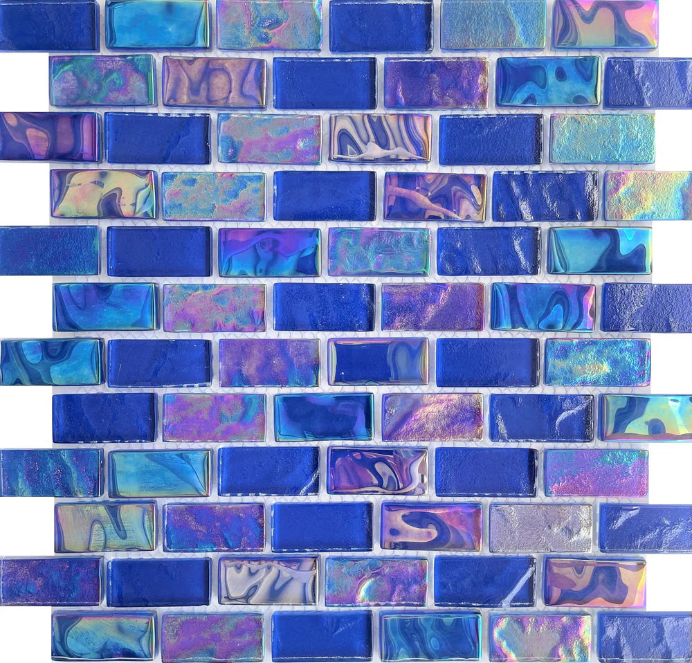Neptune Cobalt Iridescent Glass Tile 1"x2"