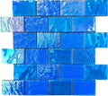 Azulejo de vidrio iridiscente azul Pacífico de 2"x3"