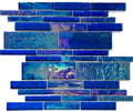 Mosaico de vidrio iridiscente lineal azul oscuro Pacífico
