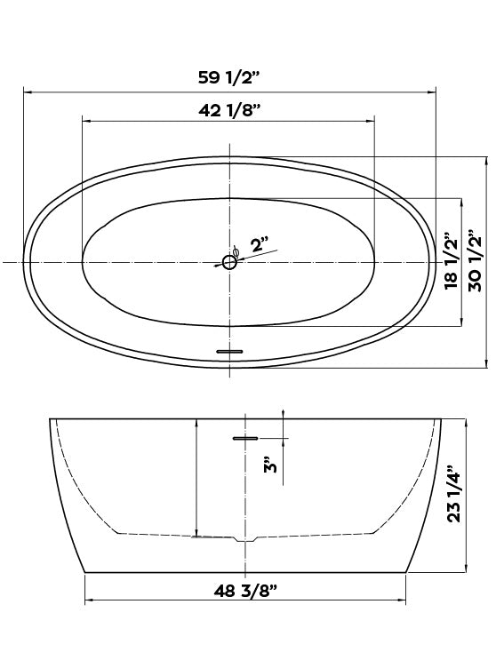 Roma Bathtub 59 1/2" X 30 1/2"