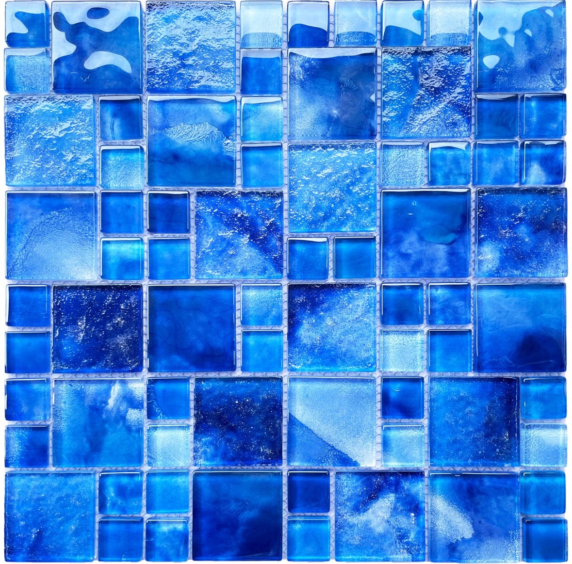 Santorini Blue Square Glass Pool Tile - photo 1