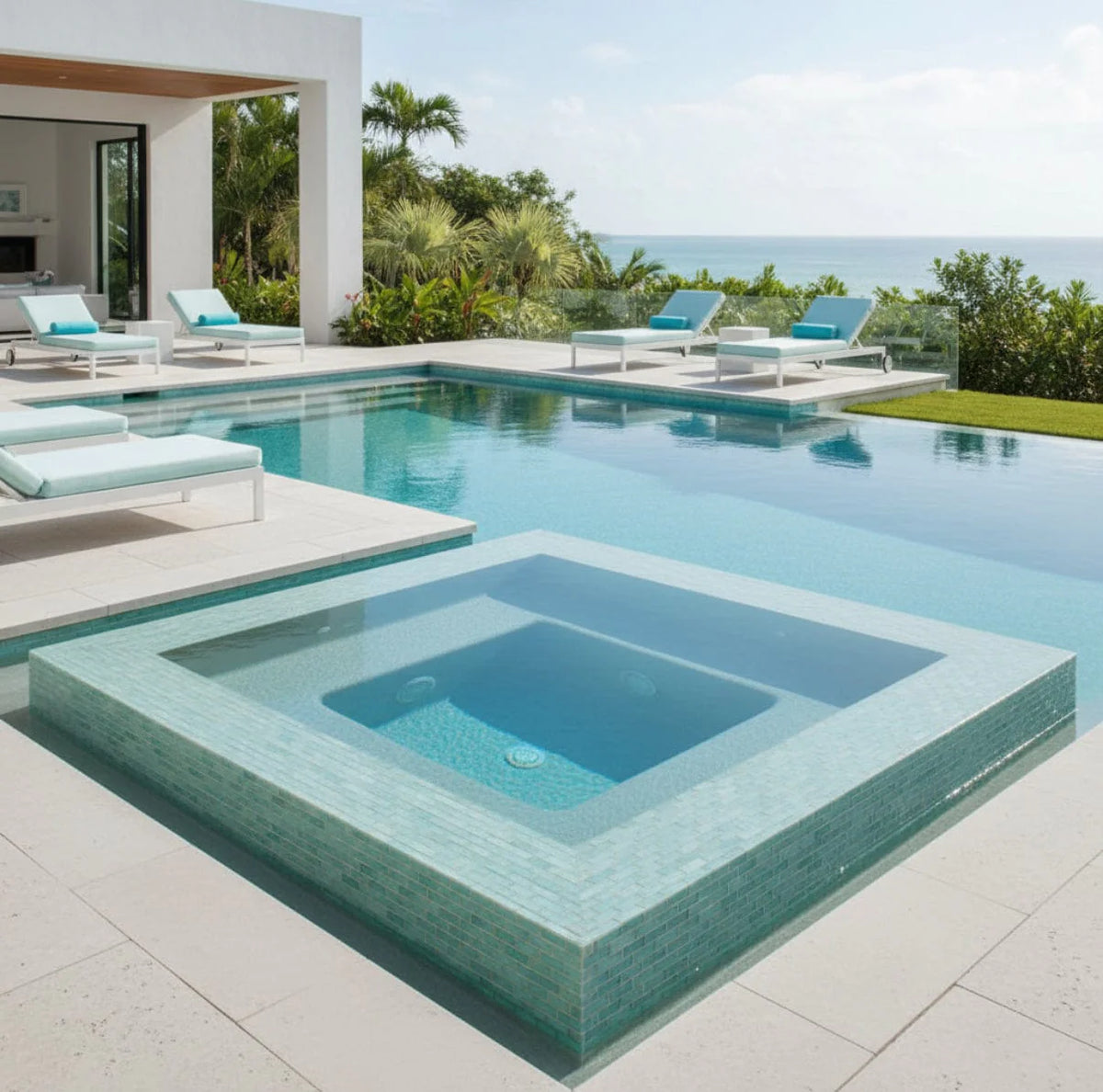 Bahamas Aquamarine Linear Iridescent Glass Tile - additional product detail view 4
