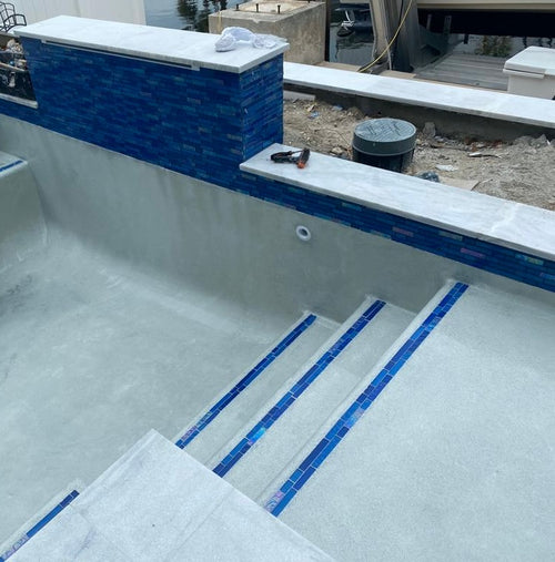 Bahamas Dark Blue Linear Iridescent Glass Tile - additional product detail view 2