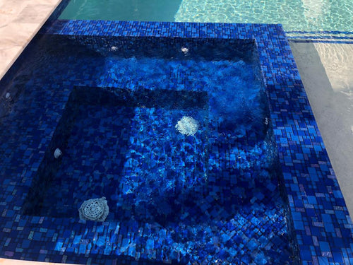 Bahamas Dark Blue Mixed Iridescent Glass Tile - additional product detail view 2