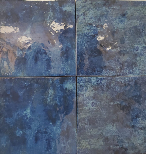 Bahari Blue Porcelain Pool Tile 6"x6" - product color, finish and surface detail