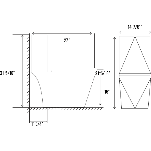 MJ3020-One Piece Toilet Elongated Floor Mounted, Daimonds style