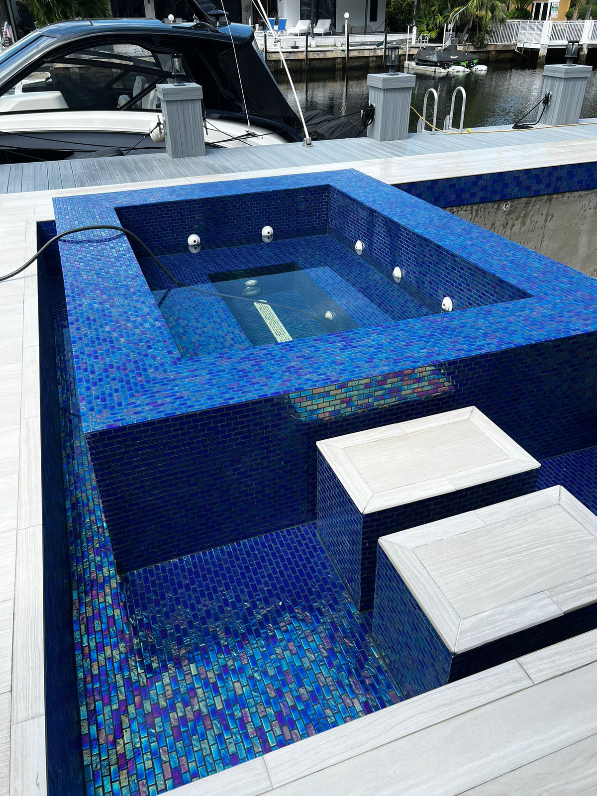 Neptune Cobalt Iridescent Glass Tile 1"x2" - additional product detail view 3