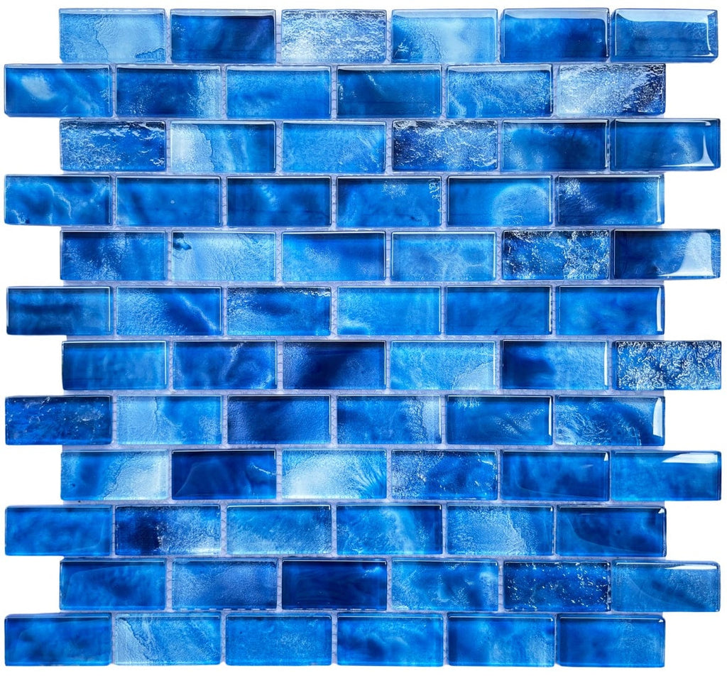 Santorini Turquoise 1x2 Glass Pool Tile - photo 1