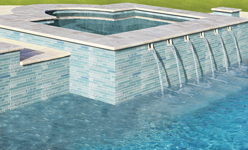 Bahamas Aquamarine Linear Iridescent Glass Tile - additional product detail view 2