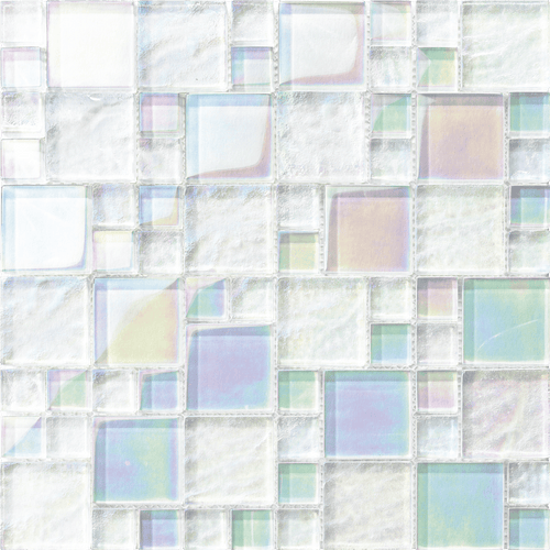 Bahamas Crystal Mixed Iridescent Glass Tile - product color, finish and surface detail