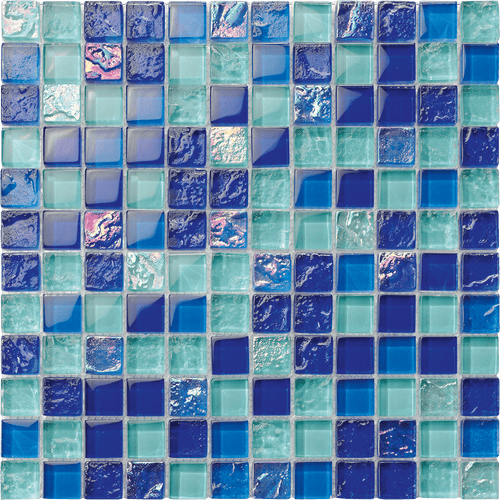 Bahamas Nassau Iridescent Glass Tile 1"x1" - product color, finish and surface detail