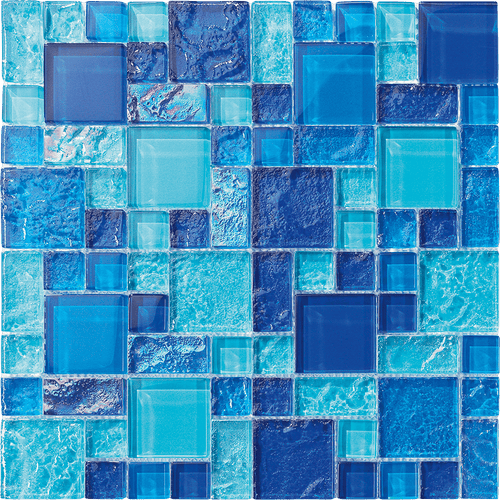 Bahamas Nassau Mixed Iridescent Glass Tile - product color, finish and surface detail