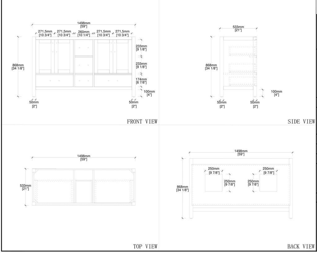 Capri Collection V1-60" Double Sink
