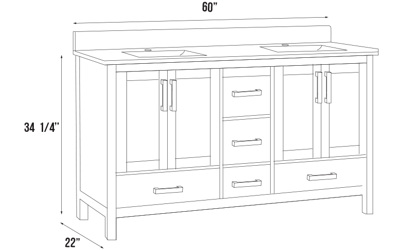 Capri Collection V1-60" Double Sink