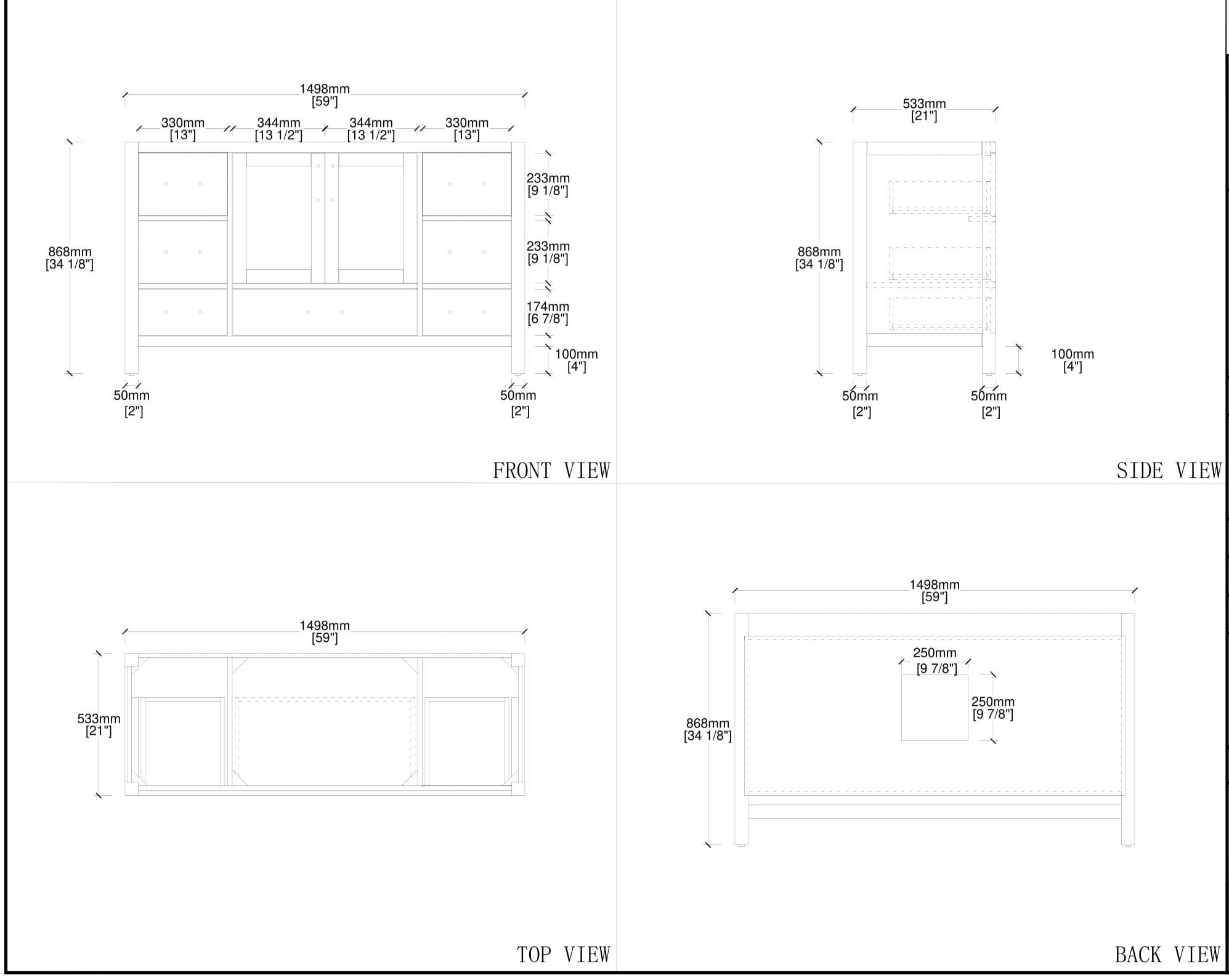 Capri Collection V1-60" Single Sink