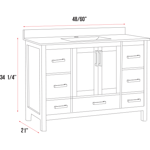 Capri Collection V1-60" Single Sink