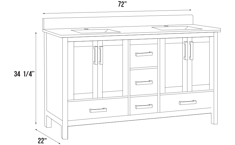 Capri Collection V1-72" Double Sink