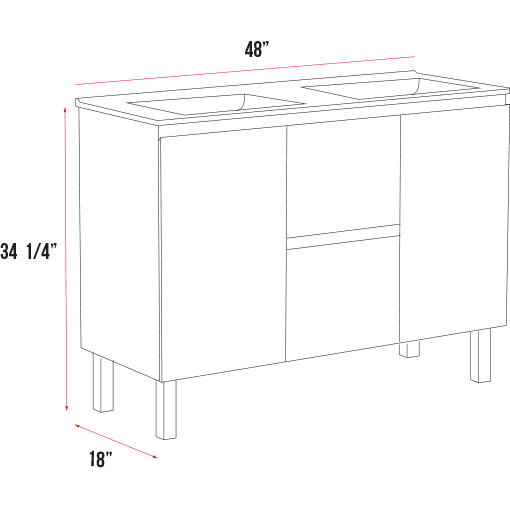 Madrid Collection V6-48" Double Sink