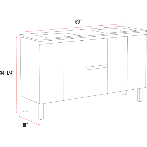 Madrid Collection V6-60" Double Sink