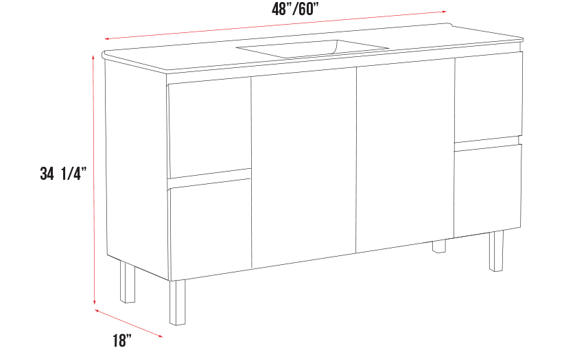 Madrid Collection V6-60" Single Sink