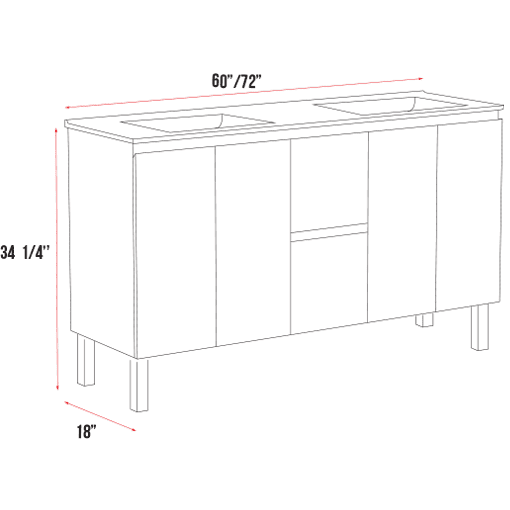 Madrid Collection V6-72" Double Sink
