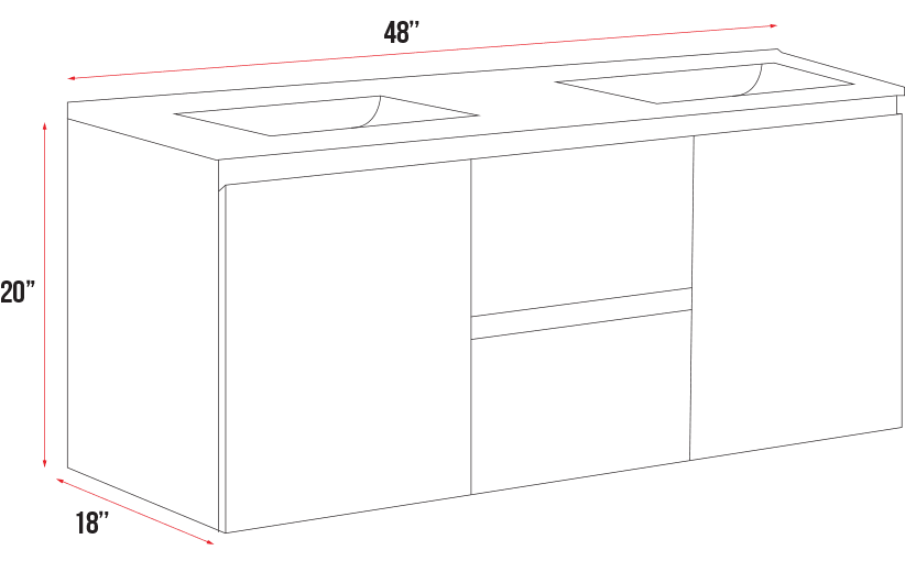 Madrid Collection W6-48" Double Sink