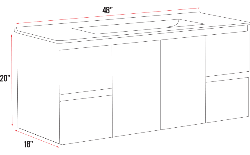 Madrid Collection W6-48" Single Sink