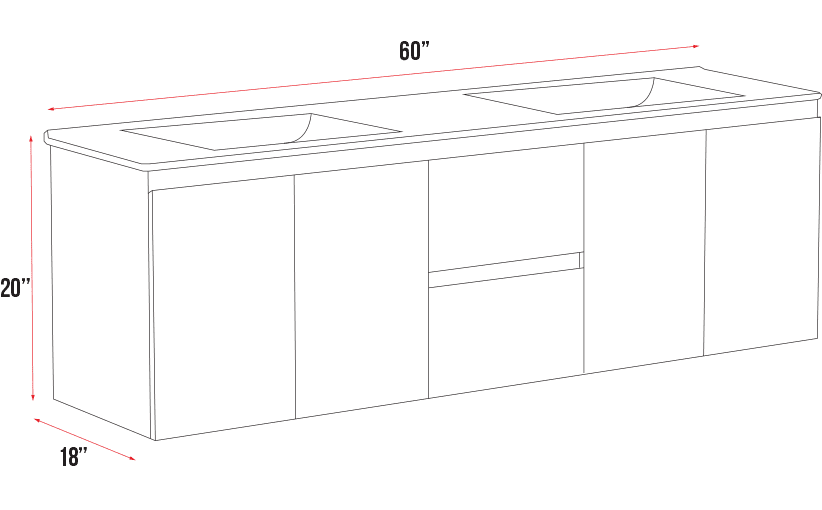 Madrid Collection W6-60" Double Sink