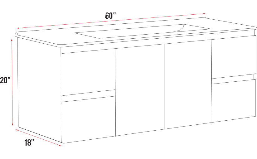 Madrid Collection W6-60" Single Sink