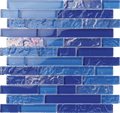 Bahamas Dark Blue Linear Iridescent Glass Tile