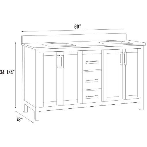 Valencia Collection V4-60" Double Sink